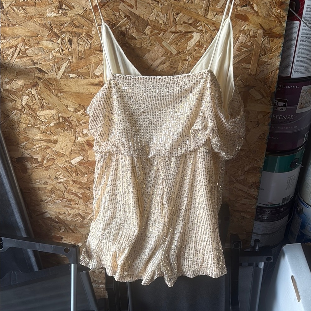 Zara Shimmering Gold Sequin Top